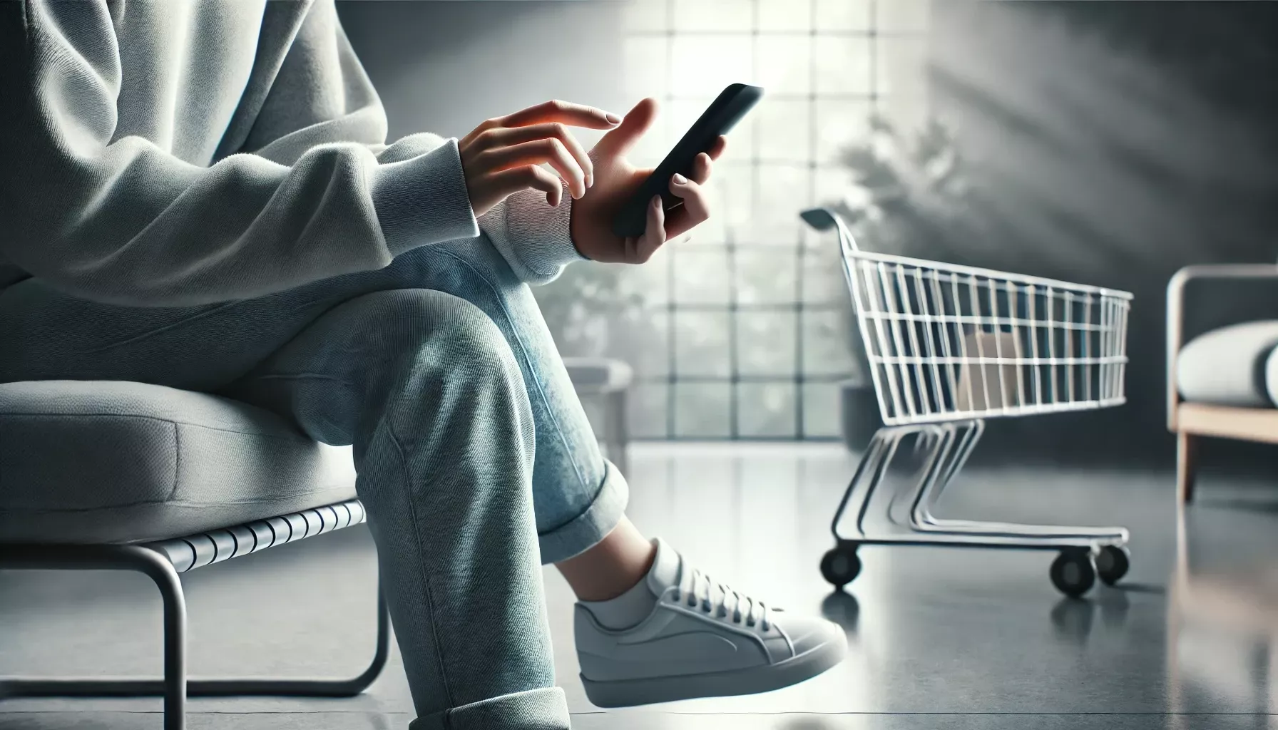 Dall·e 2024 10 14 19.35.45 A Realistic Photo Of A Person Using A Smartphone Sitting Comfortably In A Modern Setting. The Person Is Casually Holding The Smartphone Without Showi